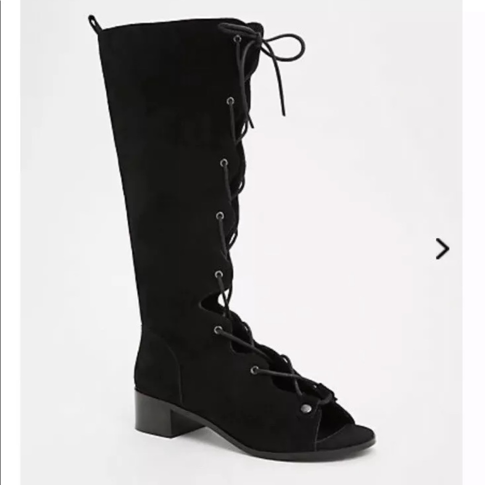 🆕TORRID BLACK SUEDE GLADIATOR SANDAL BOOTS👢6W